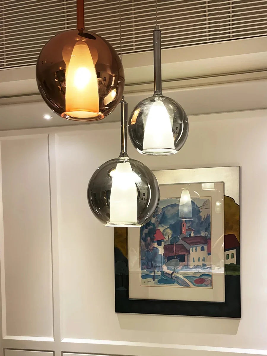 Gold Glass Globe Semi-Flush Chandelier — Dimmable Modern Style | GIVRE™