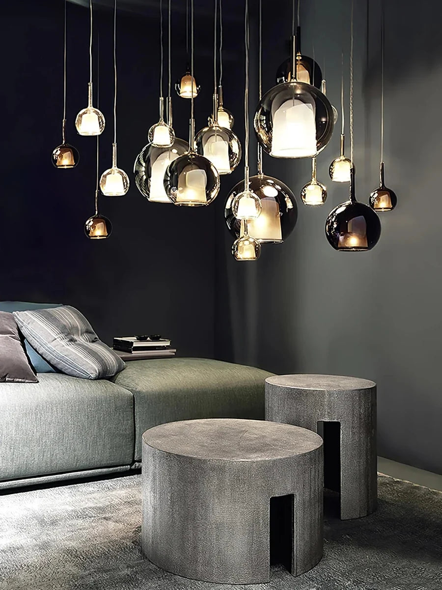 Gold Glass Globe Semi-Flush Chandelier — Dimmable Modern Style | GIVRE™