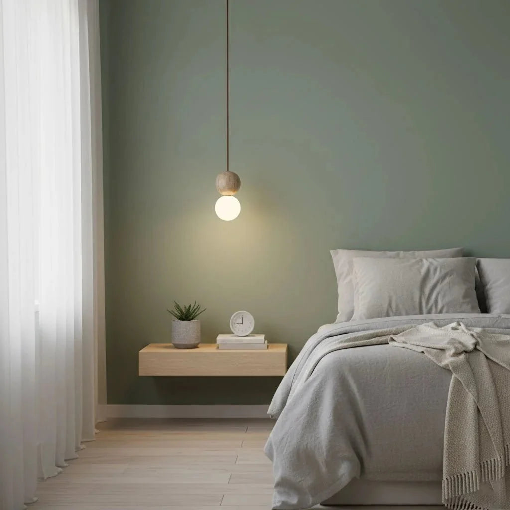 Natural Stone Sphere Pendant — Small Japanese Retro Chandelier | SILEX™