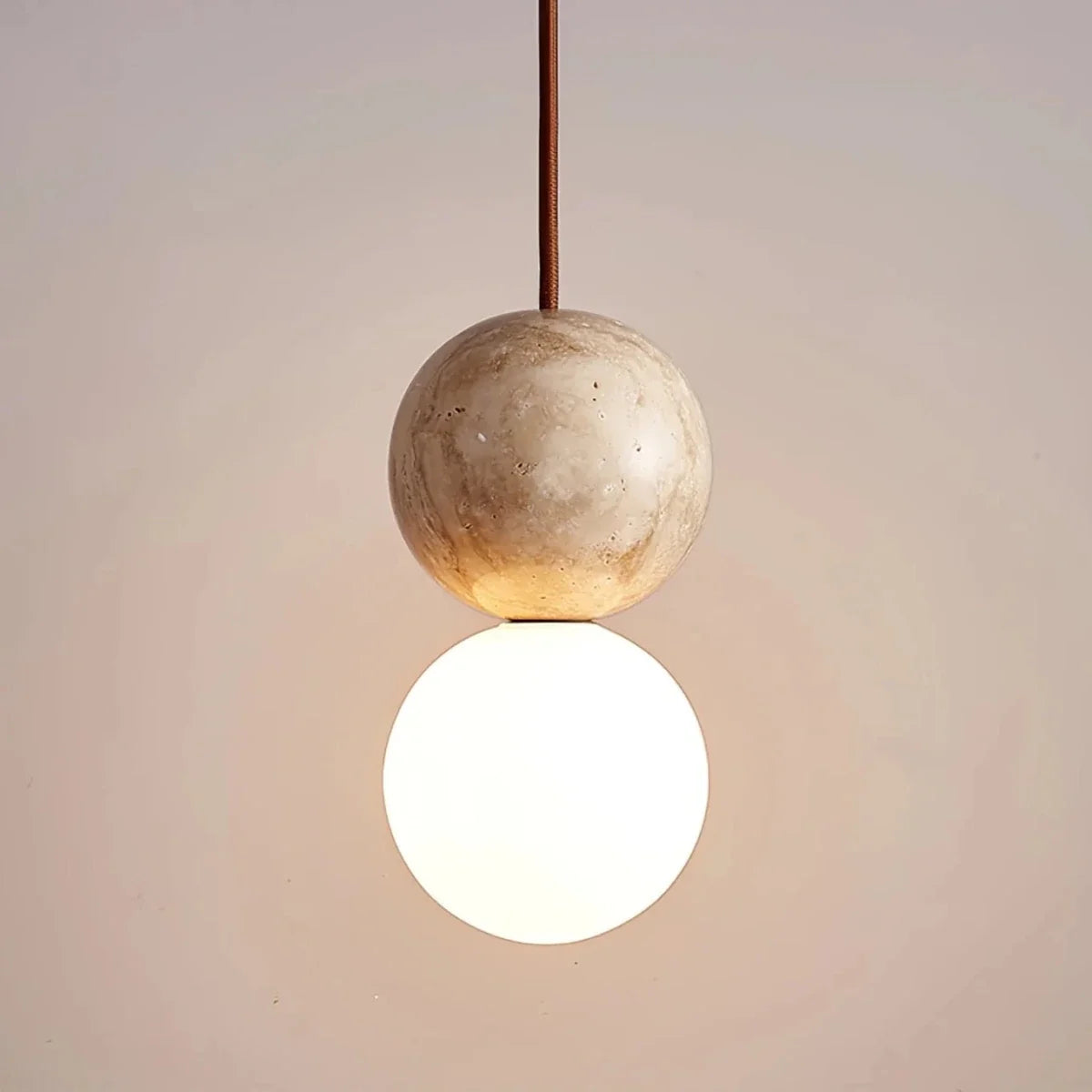 Natural Stone Sphere Pendant — Small Japanese Retro Chandelier | SILEX™