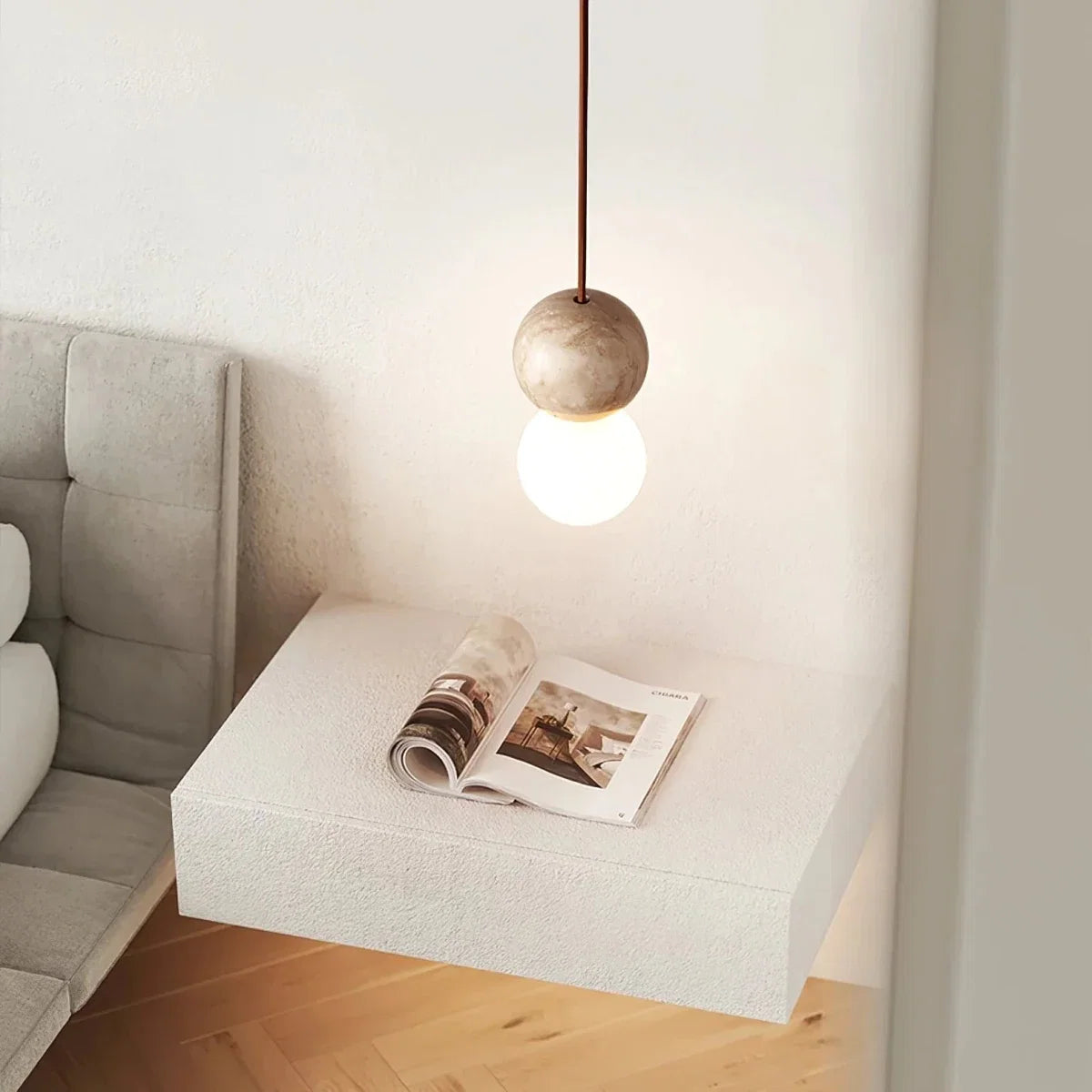 Natural Stone Sphere Pendant — Small Japanese Retro Chandelier | SILEX™
