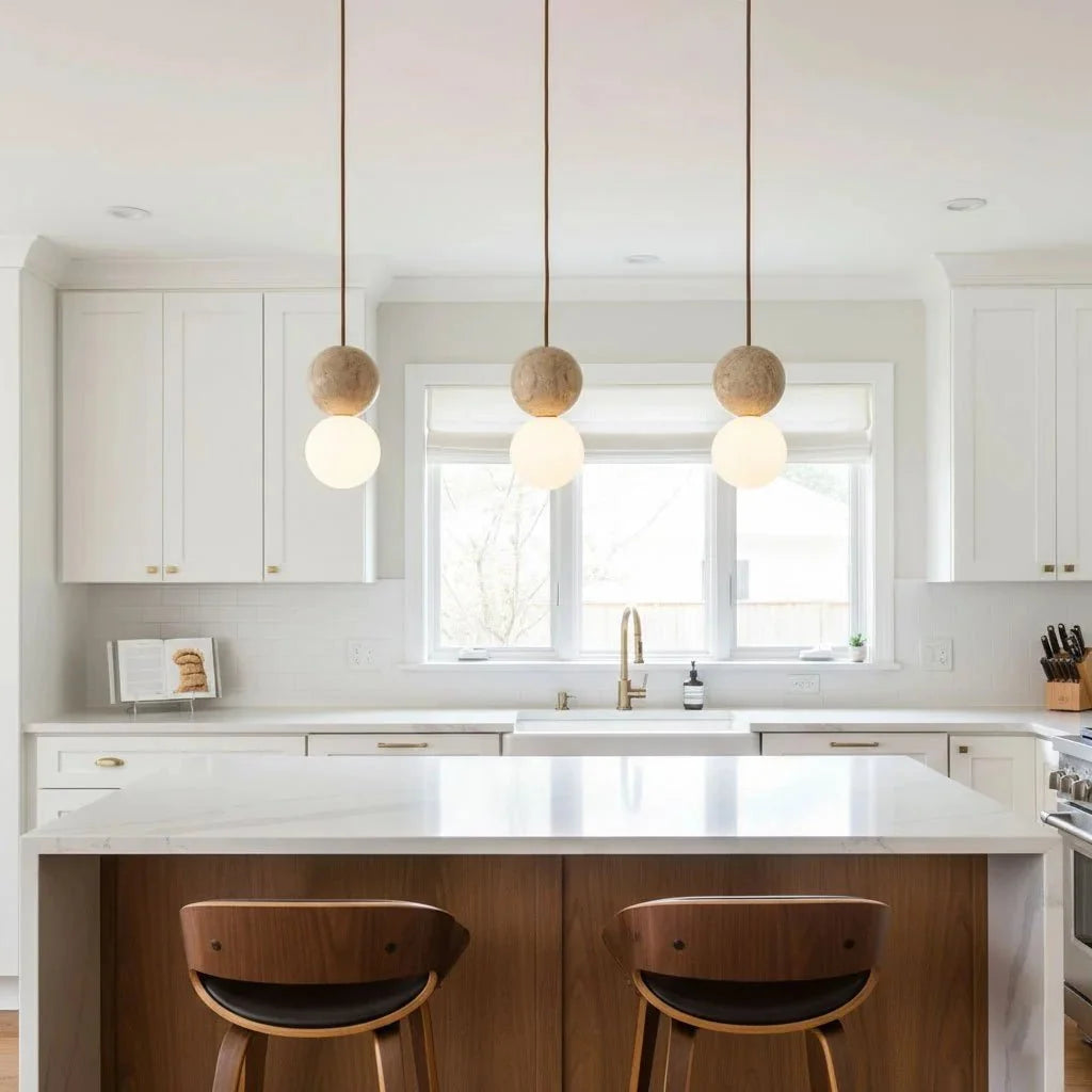 Natural Stone Sphere Pendant — Small Japanese Retro Chandelier | SILEX™