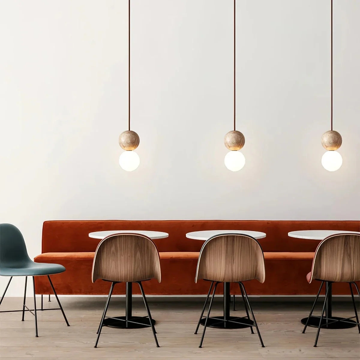 Natural Stone Sphere Pendant — Small Japanese Retro Chandelier | SILEX™