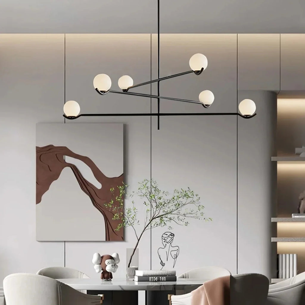 Multi-Branch Glass Globe Chandelier — Modular Modern Pendant | RAMURE™