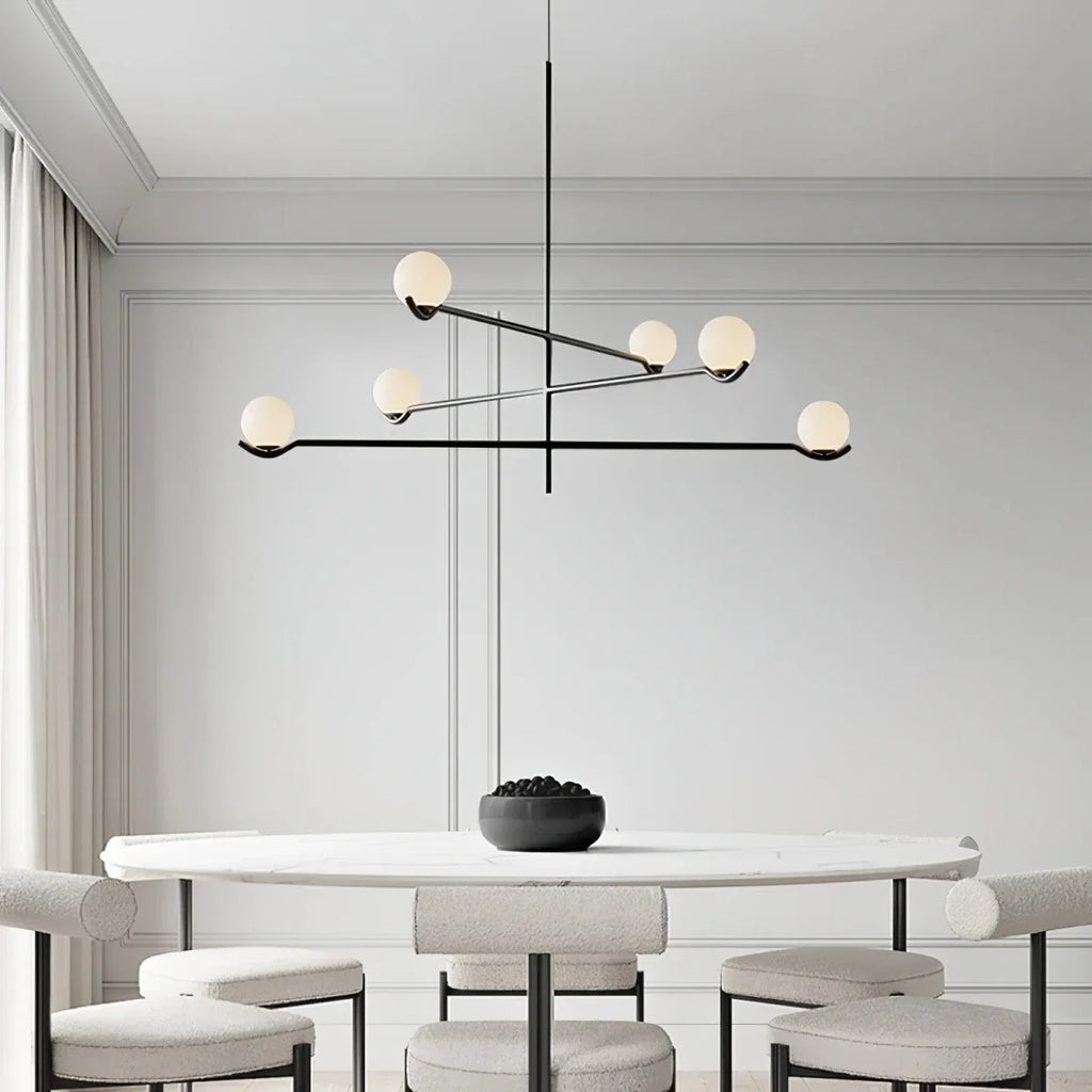 Multi-Branch Glass Globe Chandelier — Modular Modern Pendant | RAMURE™