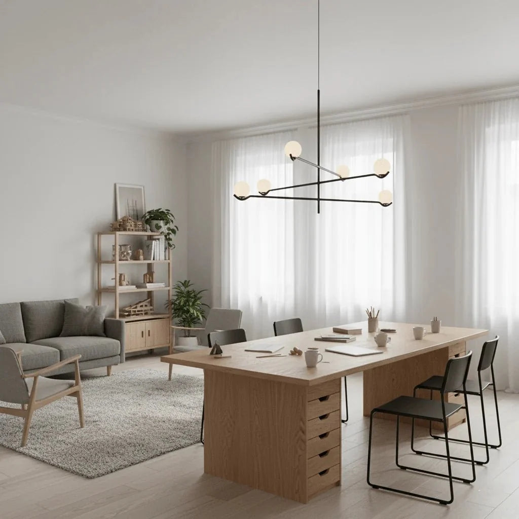 Multi-Branch Glass Globe Chandelier — Modular Modern Pendant | RAMURE™