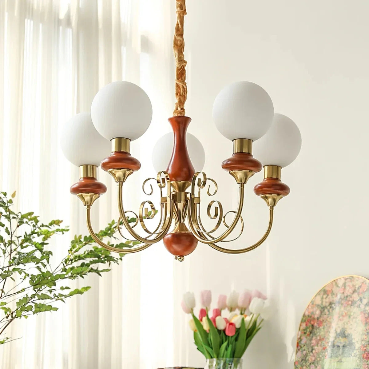 Tinted Glass Globe Chandelier — French Vintage Retro Style | BOUQUET™