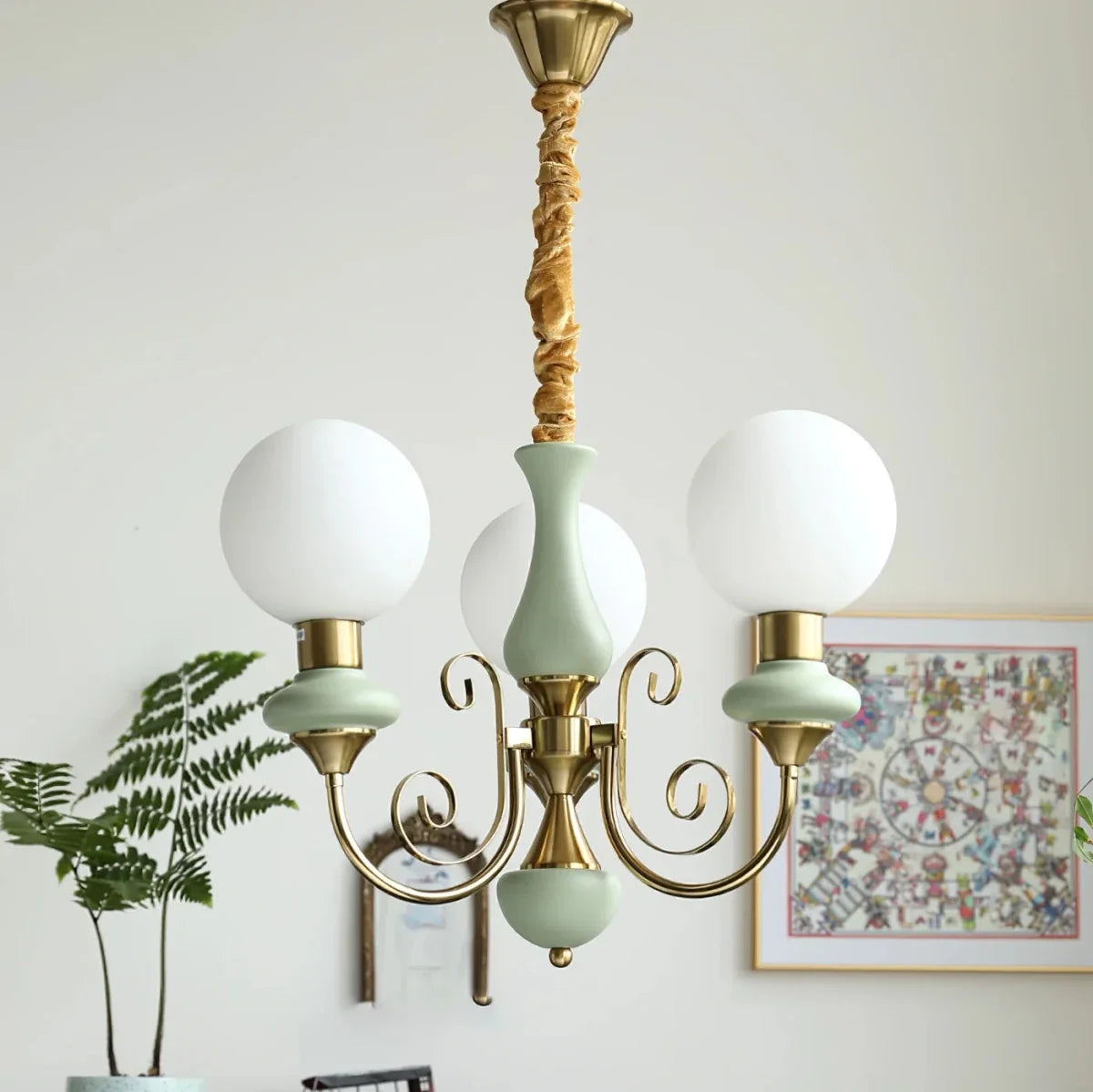Tinted Glass Globe Chandelier — French Vintage Retro Style | BOUQUET™