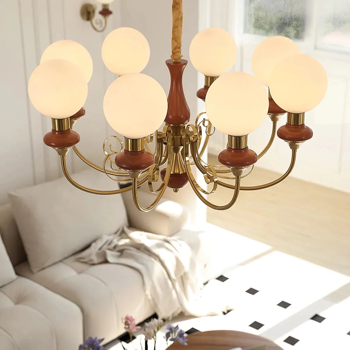 Tinted Glass Globe Chandelier — French Vintage Retro Style | BOUQUET™