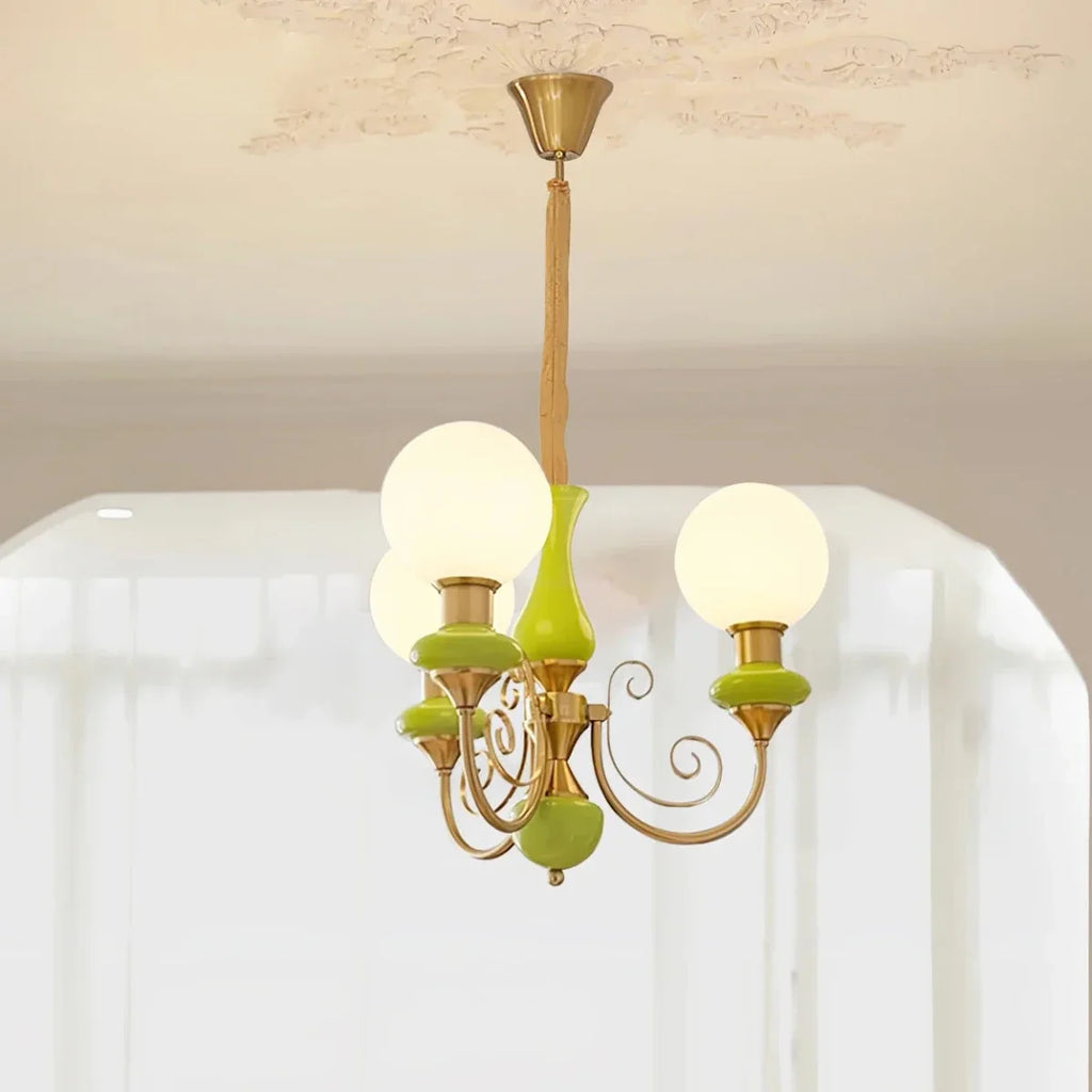 Tinted Glass Globe Chandelier — French Vintage Retro Style | BOUQUET™