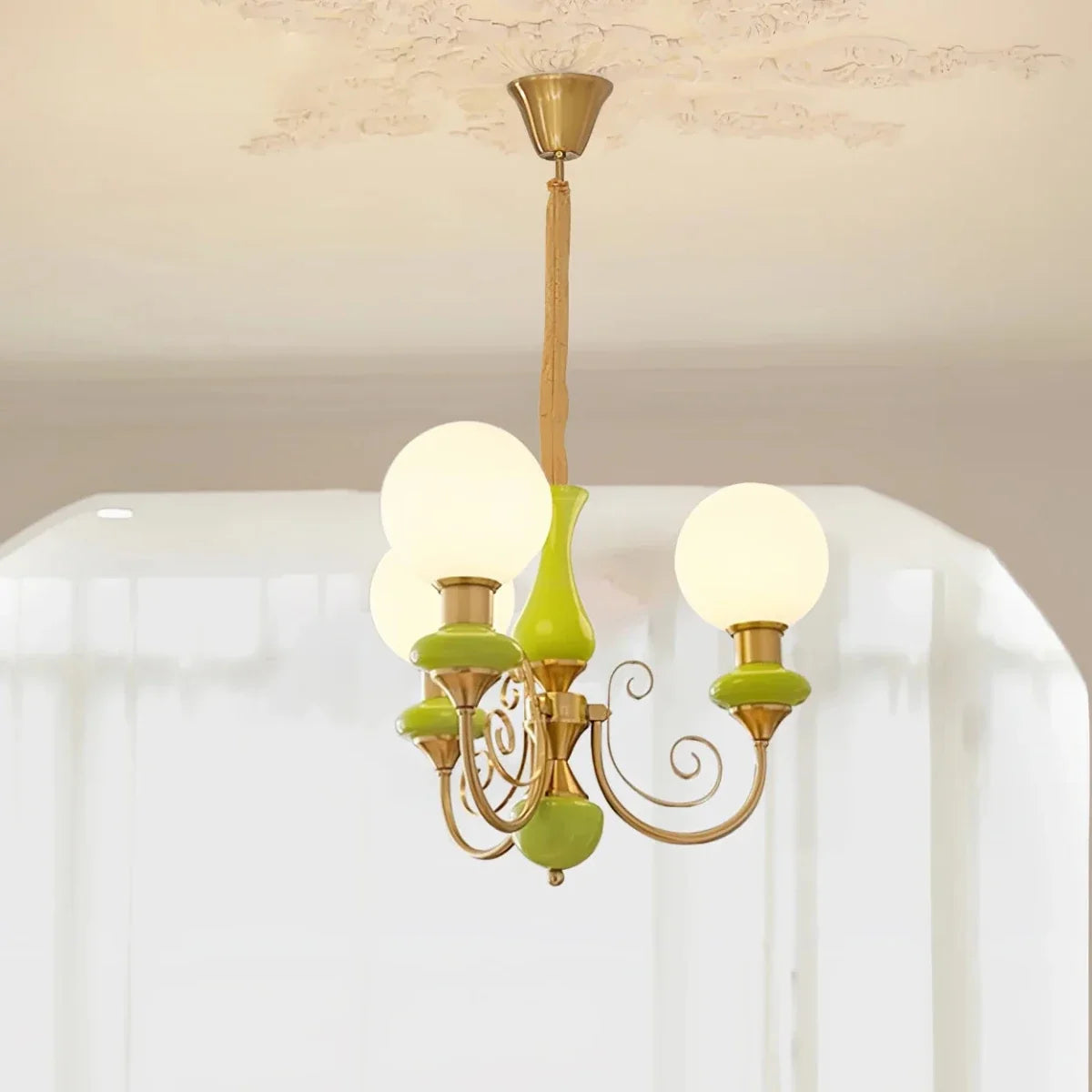 Tinted Glass Globe Chandelier — French Vintage Retro Style | BOUQUET™