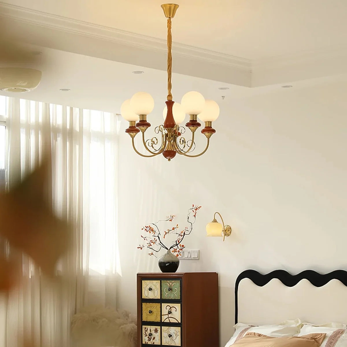 Tinted Glass Globe Chandelier — French Vintage Retro Style | BOUQUET™