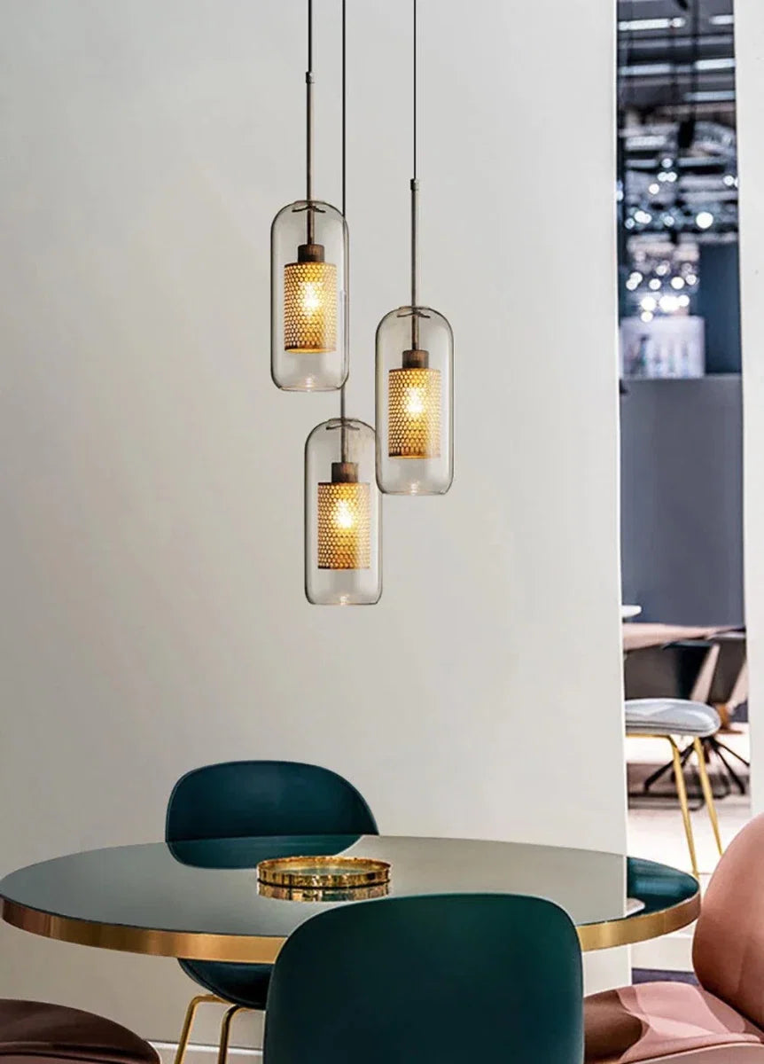 Mesh Cage Glass Globe Pendant — Industrial Loft Style | RÉSILLE™