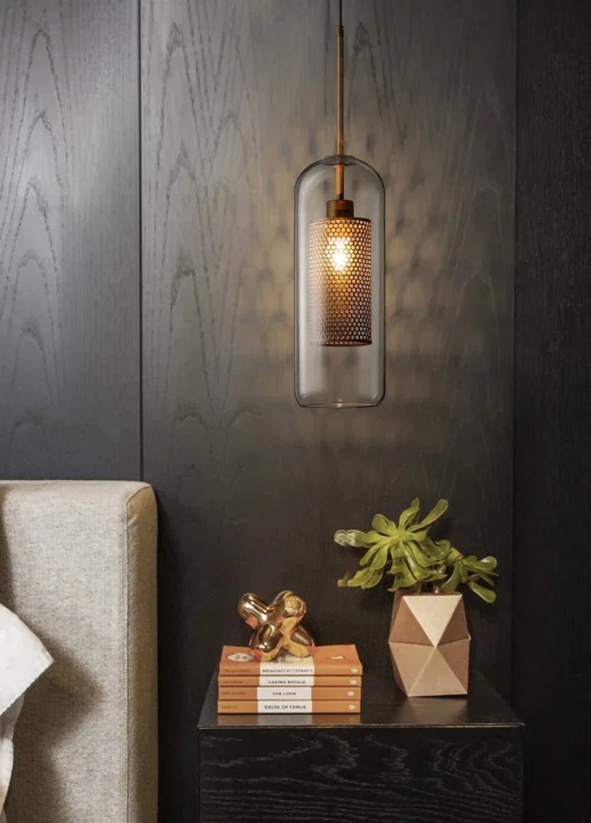 Mesh Cage Glass Globe Pendant — Industrial Loft Style | RÉSILLE™
