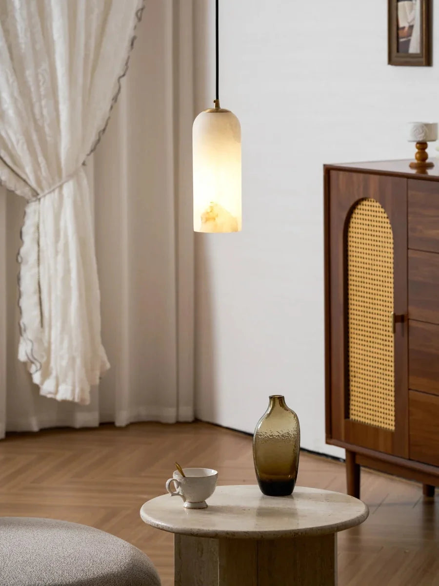 Spanish Marble Cylinder Pendant — Minimalist Nordic Style | MENHIR™