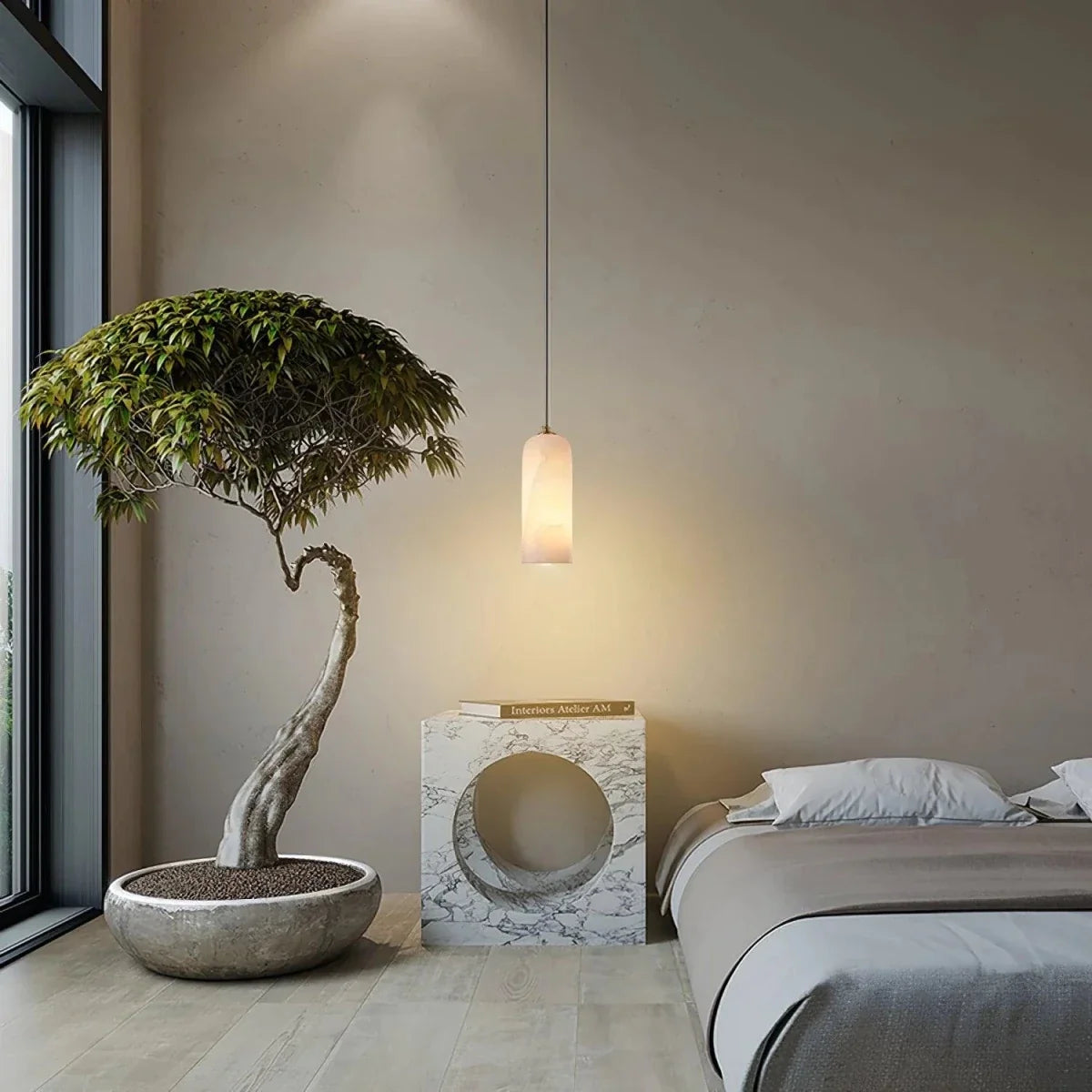 Spanish Marble Cylinder Pendant — Minimalist Nordic Style | MENHIR™