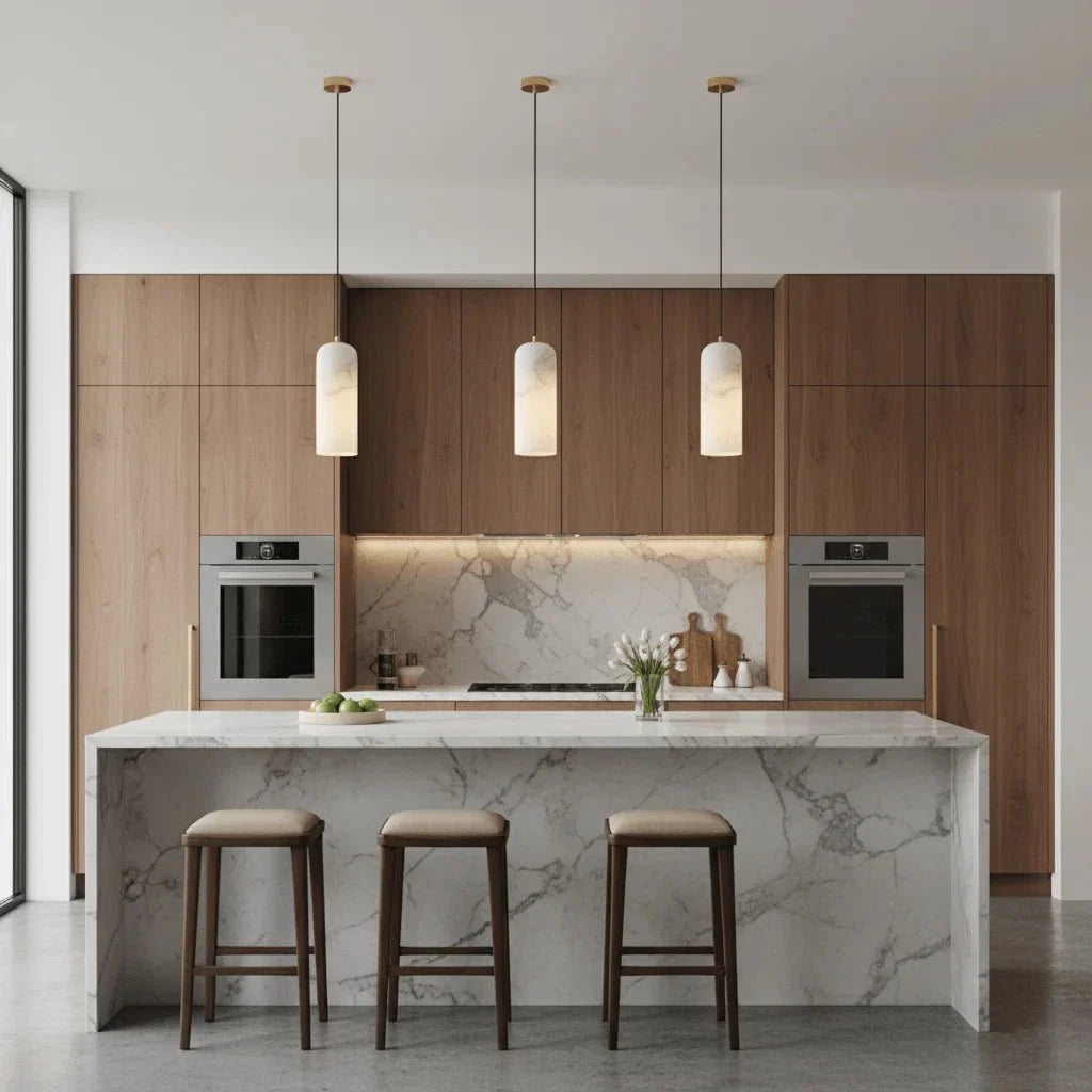 Spanish Marble Cylinder Pendant — Minimalist Nordic Style | MENHIR™
