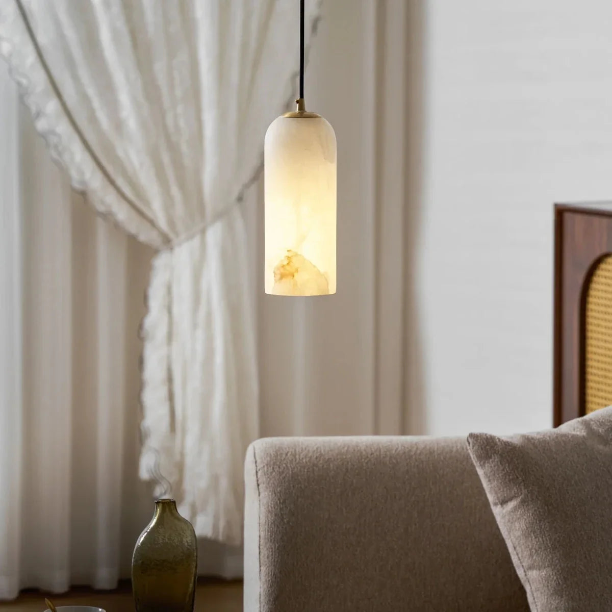 Spanish Marble Cylinder Pendant — Minimalist Nordic Style | MENHIR™