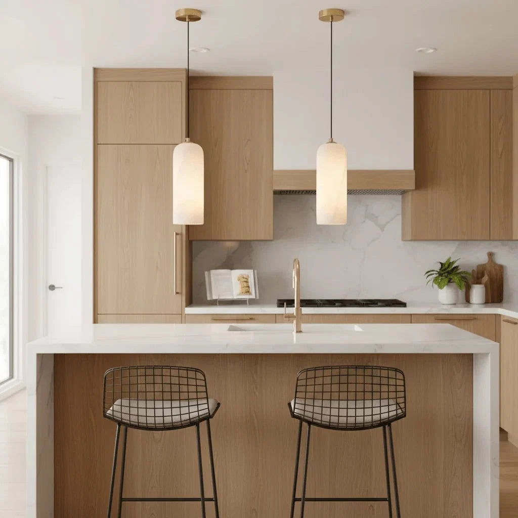 Spanish Marble Cylinder Pendant — Minimalist Nordic Style | MENHIR™