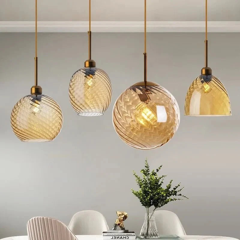 Textured Blown Glass Pendant – Amber or Smoked, 1 to 4 Lights | Astrid – alternate view 6