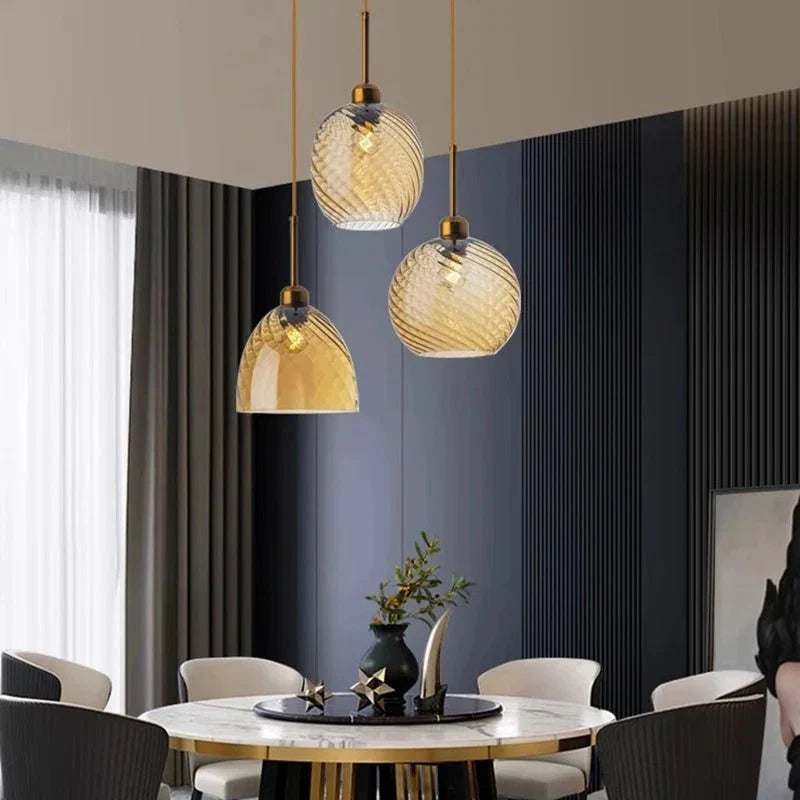 Amber Blown Glass Pendant — Nordic Neo-Retro Style | Astrid™