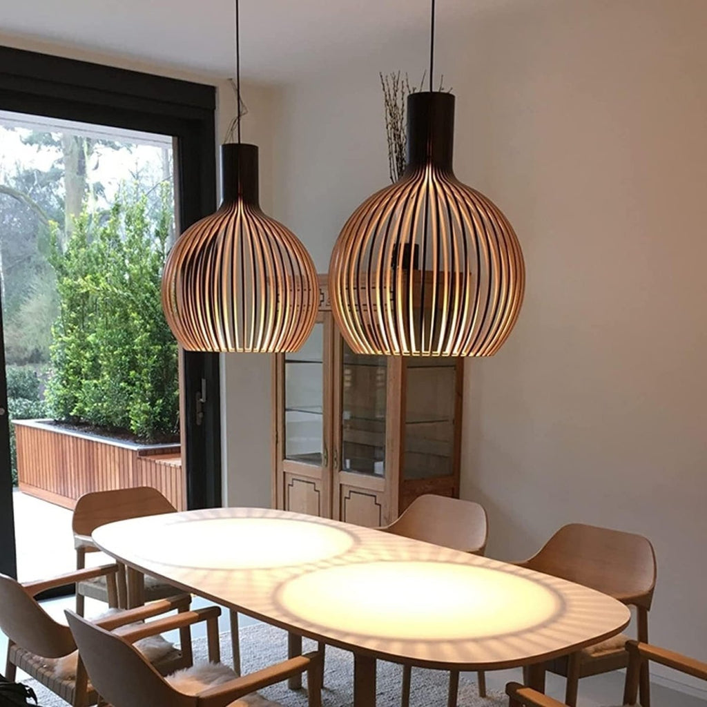 Curved Wood Slat Pendant — Nordic 1960s Style | OCTO™