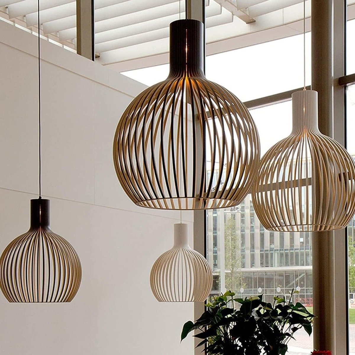 Curved Wood Slat Pendant — Nordic 1960s Style | OCTO™