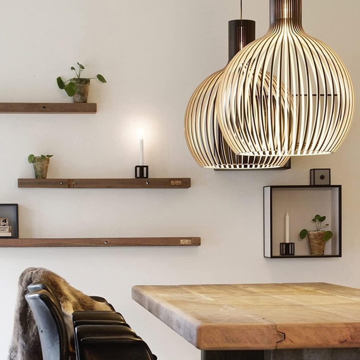 Curved Wood Slat Pendant — Nordic 1960s Style | OCTO™