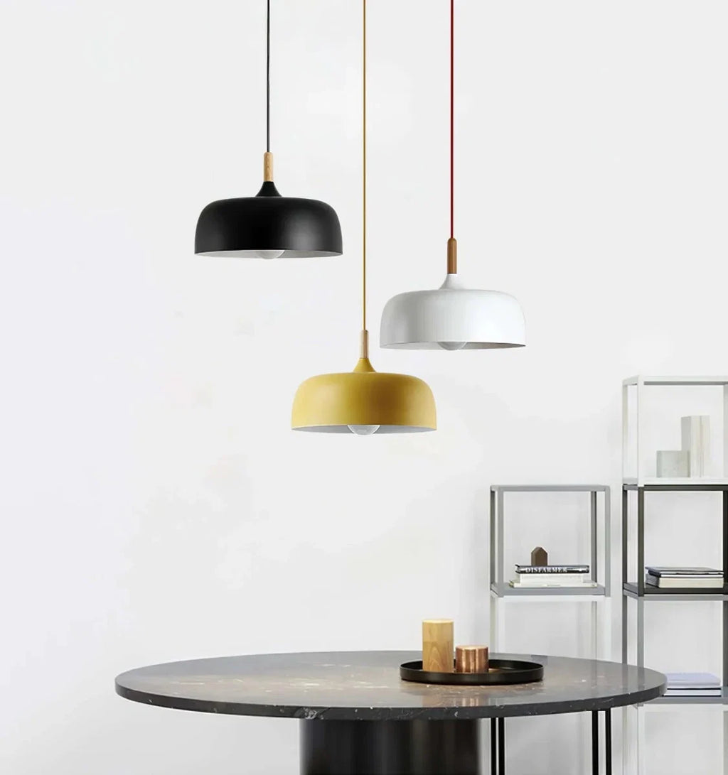 Iron & Wood Disc Pendant — Colorful Nordic Contemporary Style | PALET™