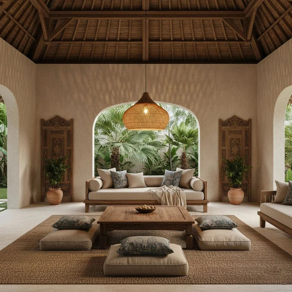 Hand-Woven Rattan Shade Pendant — Southeast Asian Style | OSIER™