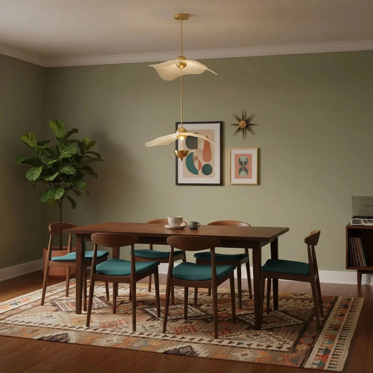Gold Lotus Leaf Chandelier — Art Deco Modern Style | FEUILLAGE™