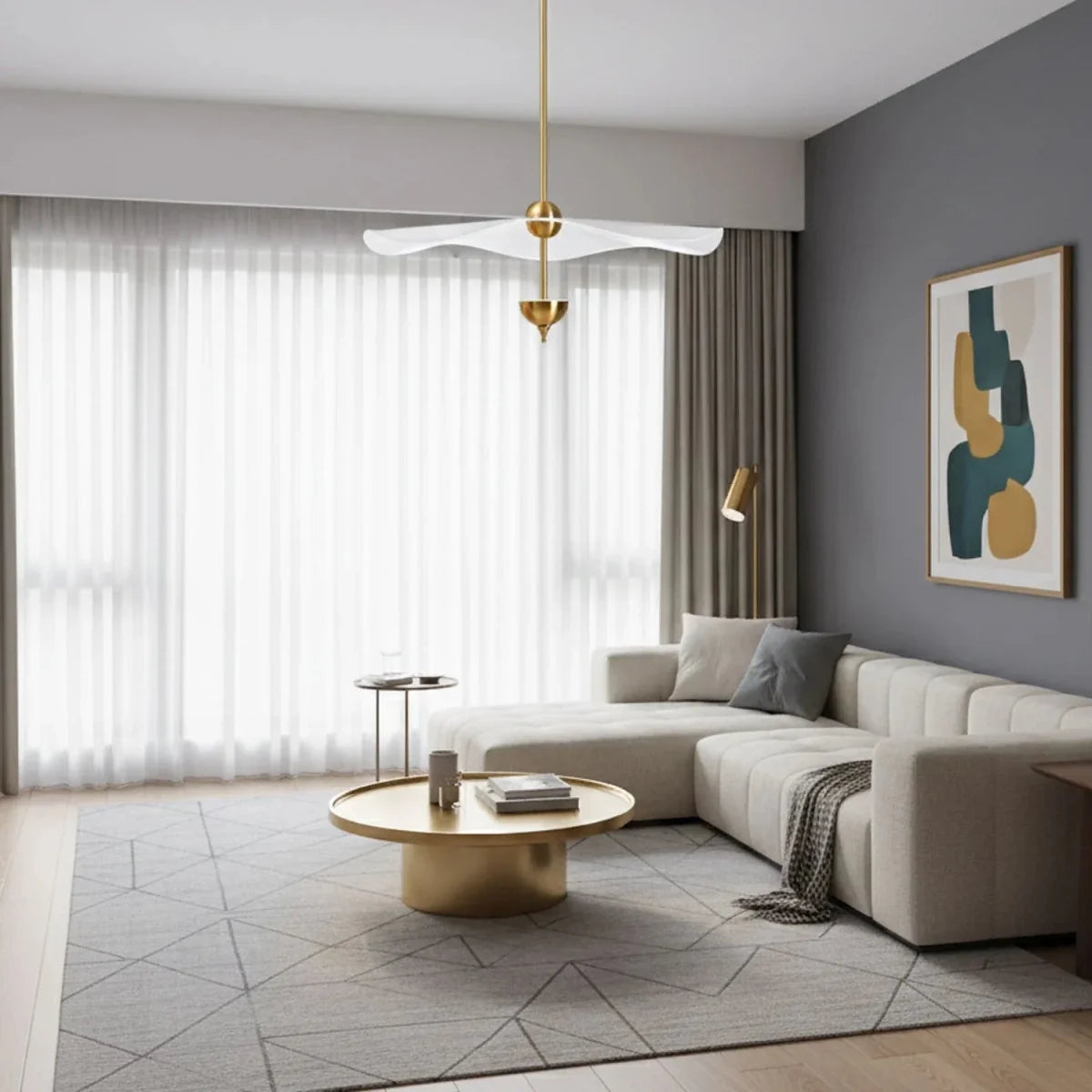 Gold Lotus Leaf Chandelier — Art Deco Modern Style | FEUILLAGE™