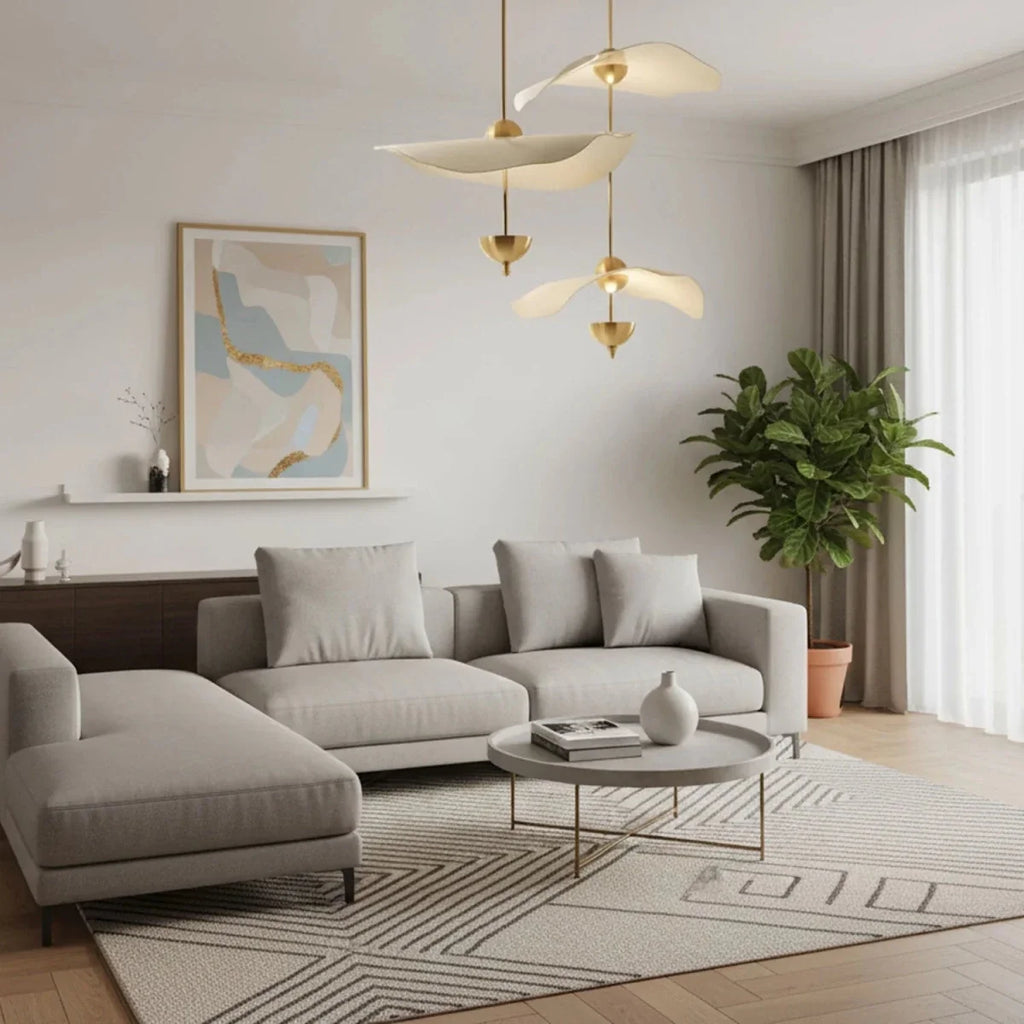 Gold Lotus Leaf Chandelier — Art Deco Modern Style | FEUILLAGE™
