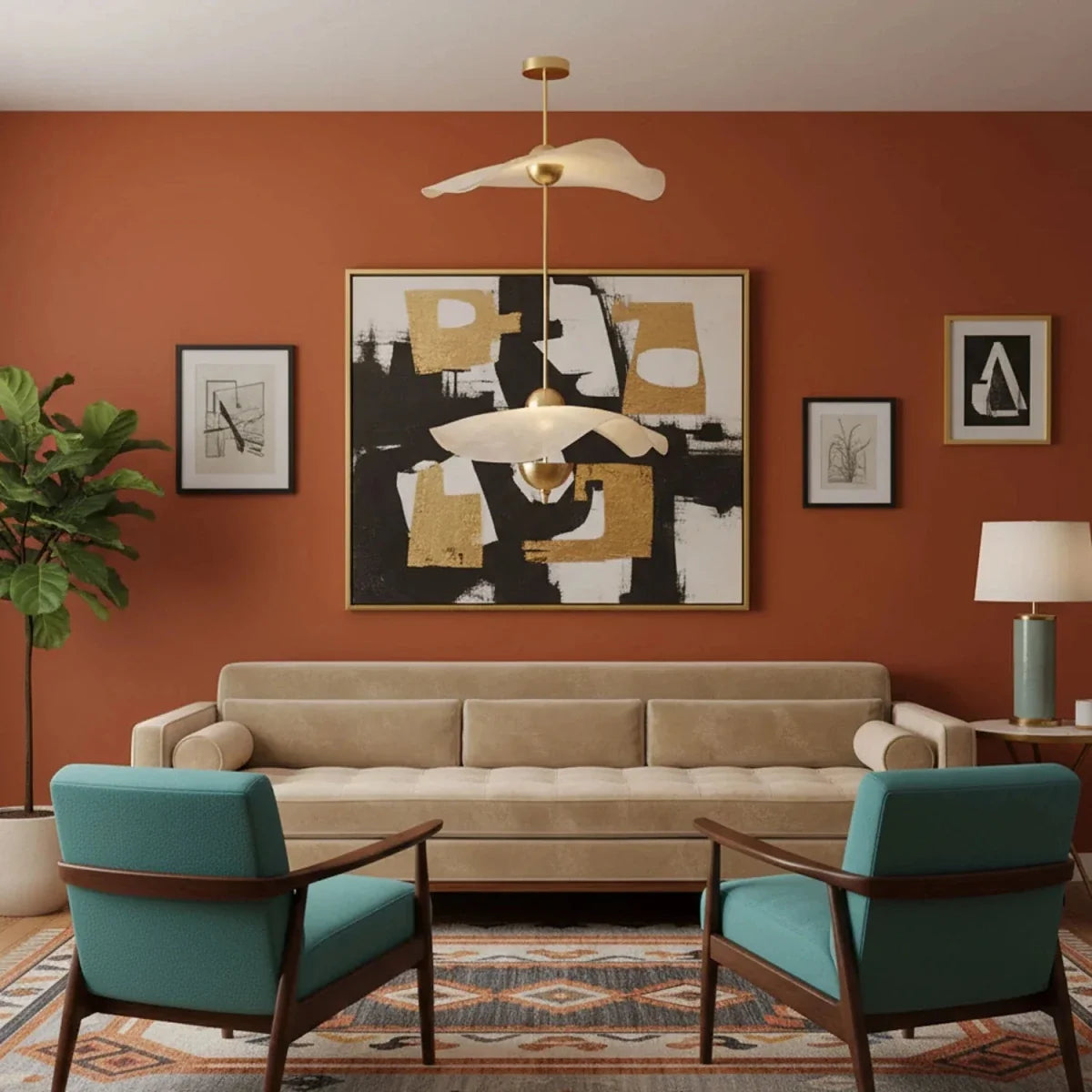 Gold Lotus Leaf Chandelier — Art Deco Modern Style | FEUILLAGE™
