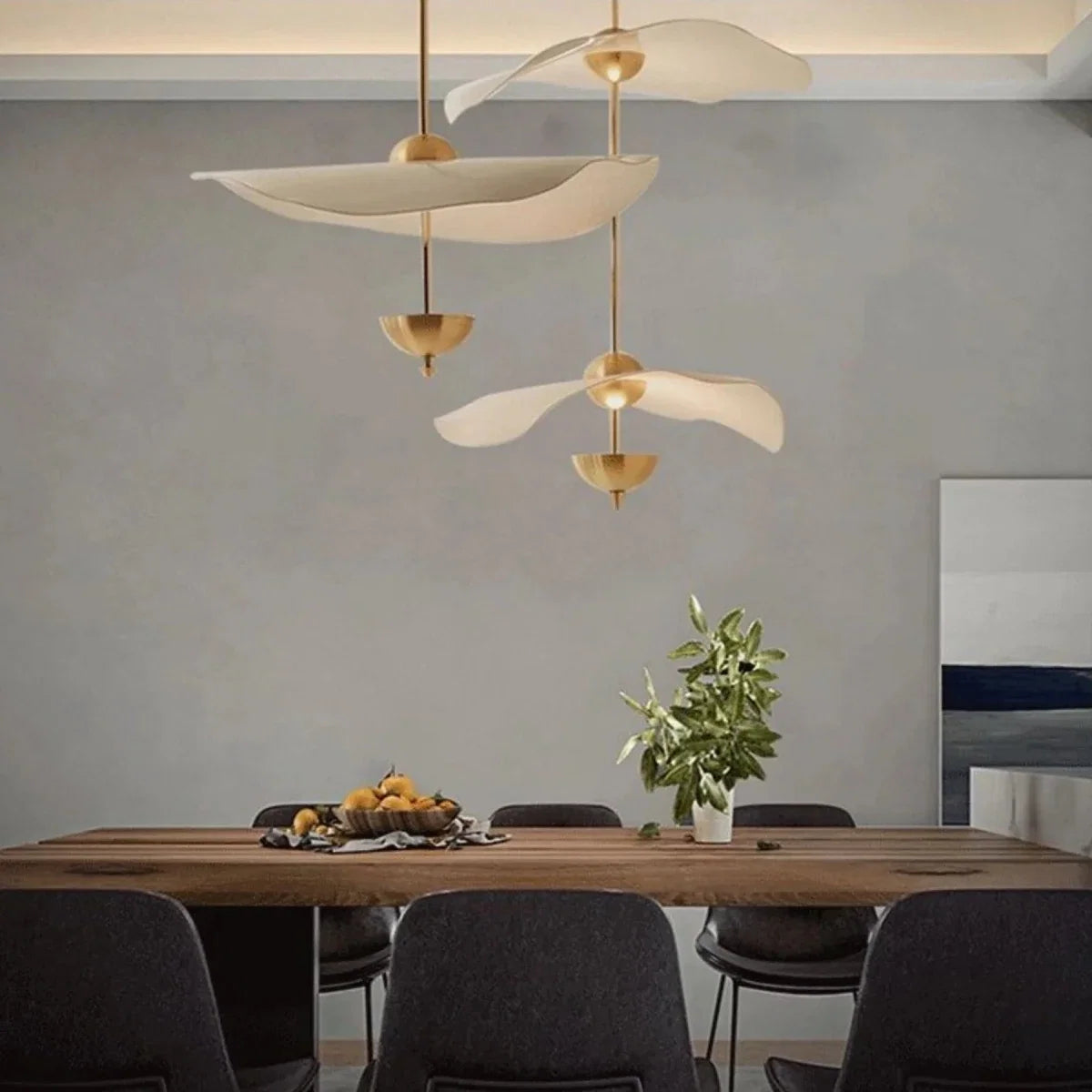 Gold Lotus Leaf Chandelier — Art Deco Modern Style | FEUILLAGE™