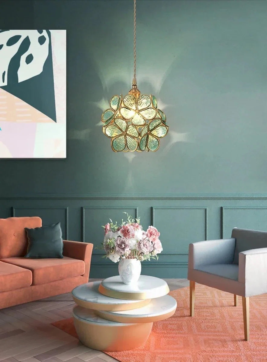Enameled Glass Flower Pendant — Small Retro Luxury Style | TULIPE™
