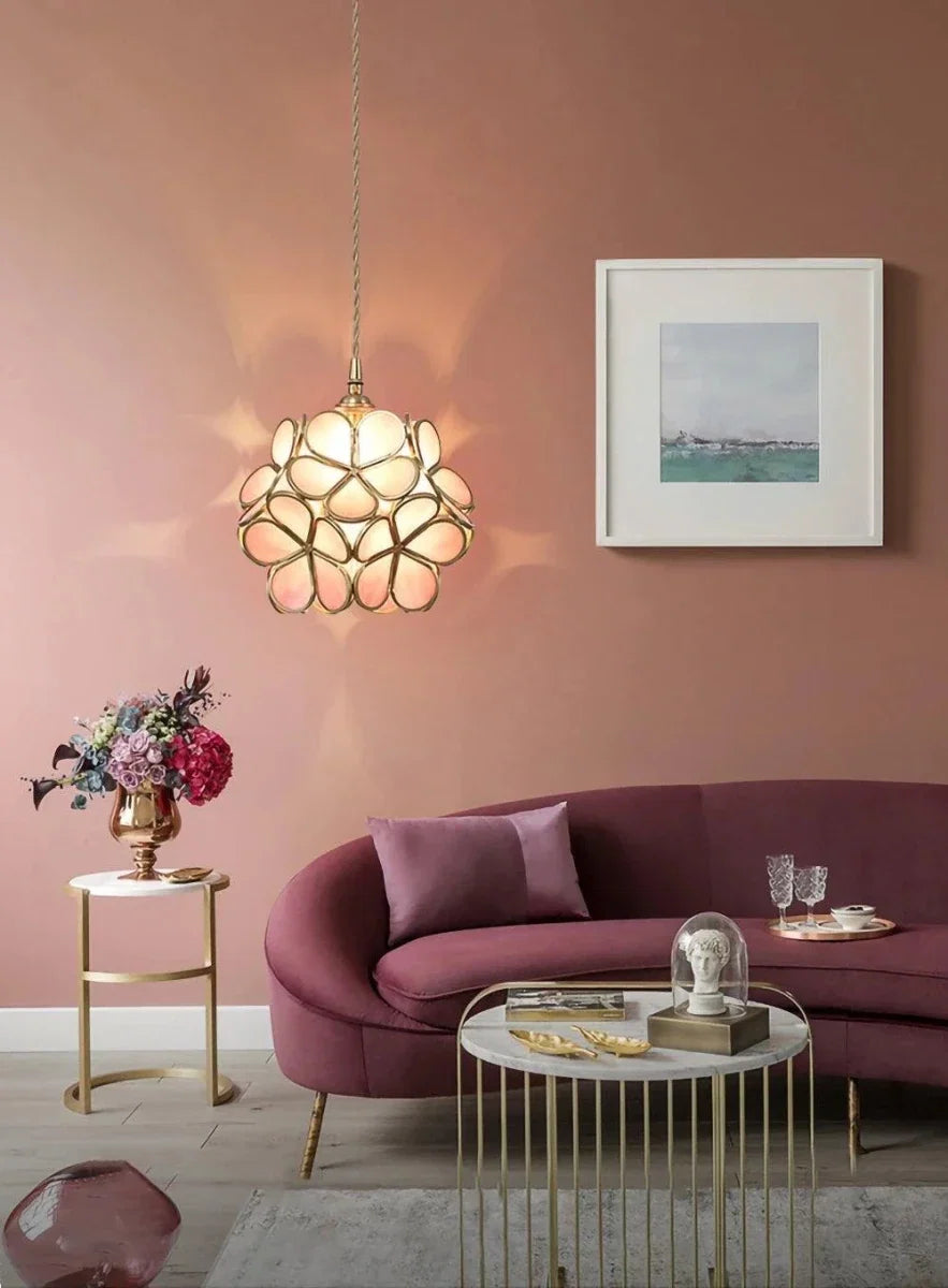 Enameled Glass Flower Pendant — Small Retro Luxury Style | TULIPE™