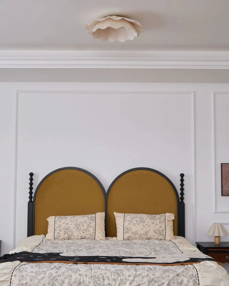 Copper & Fabric Shell-Shaped Flush Mount — Nordic Minimalist Style | COQUILLE™