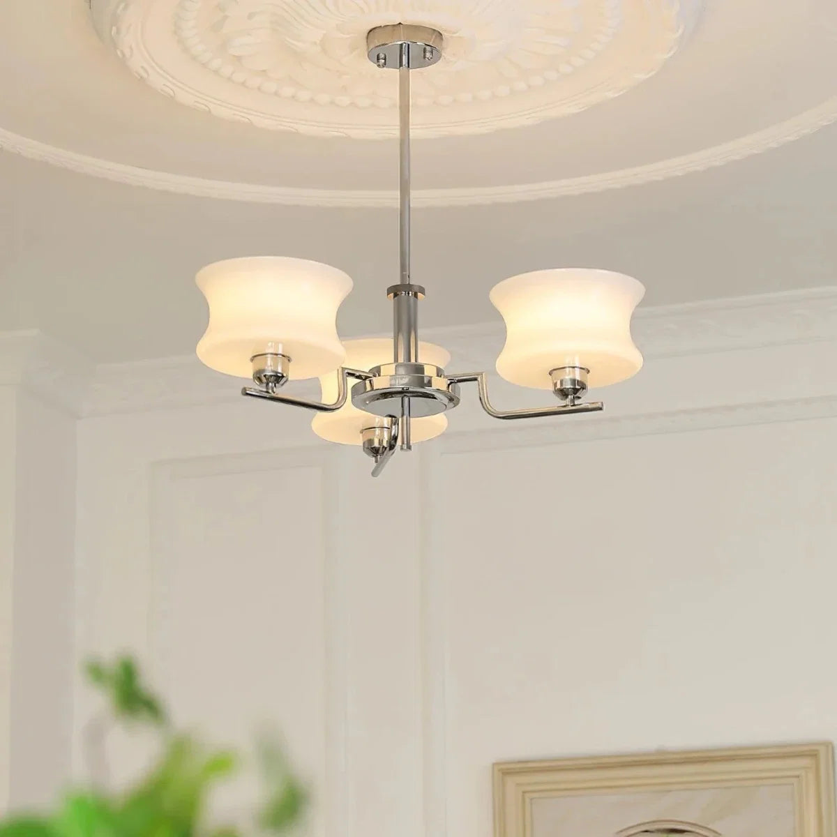 Milky Glass Globe Chandelier — Bauhaus Mid-Century Style | NACRE™