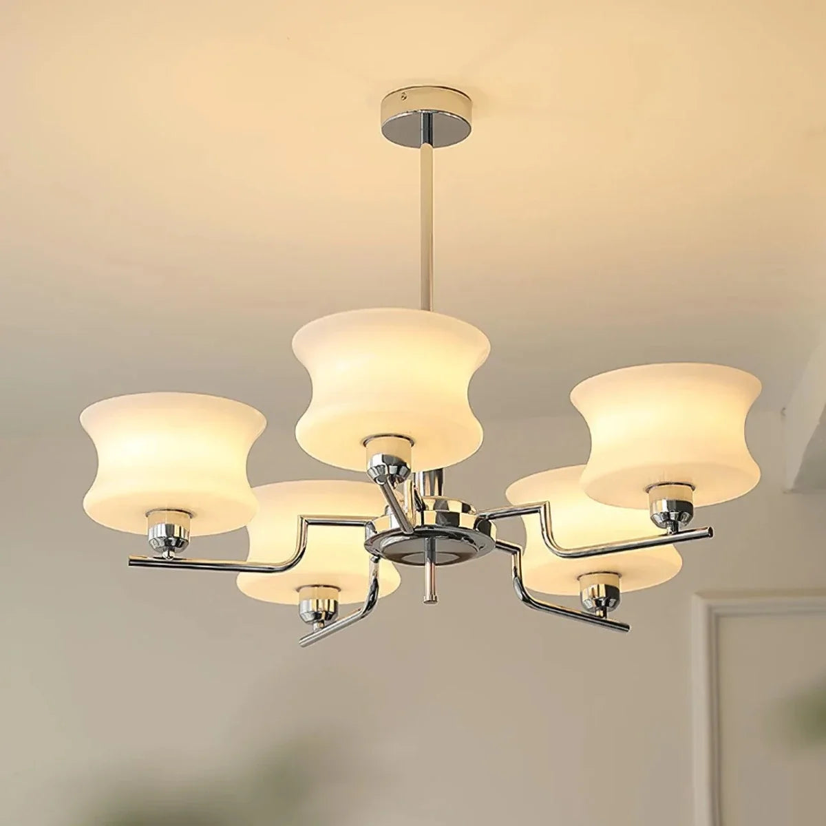 Milky Glass Globe Chandelier — Bauhaus Mid-Century Style | NACRE™