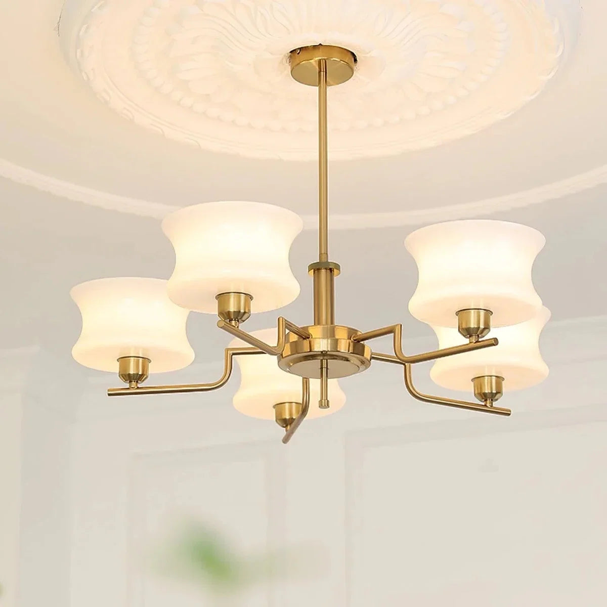 Milky Glass Globe Chandelier — Bauhaus Mid-Century Style | NACRE™