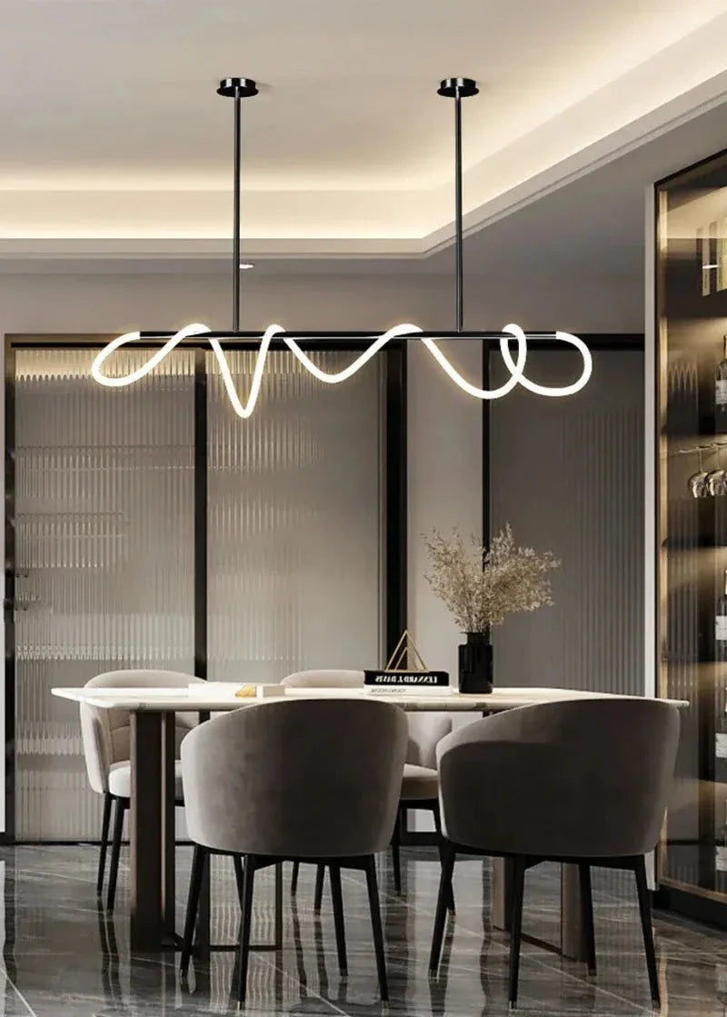Wavy LED Ribbon Pendant — Contemporary Sculptural Style | SÉLÉNÉ™