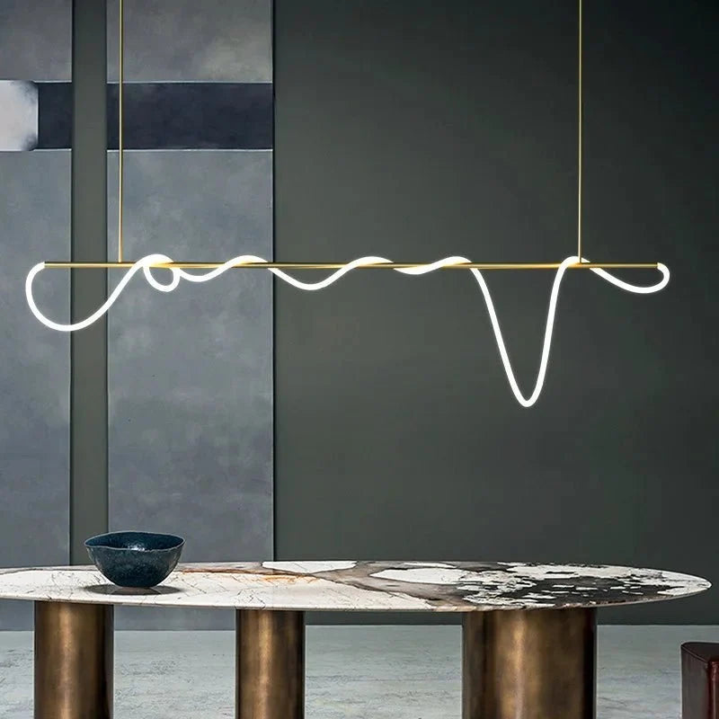 Wavy LED Ribbon Pendant — Contemporary Sculptural Style | SÉLÉNÉ™