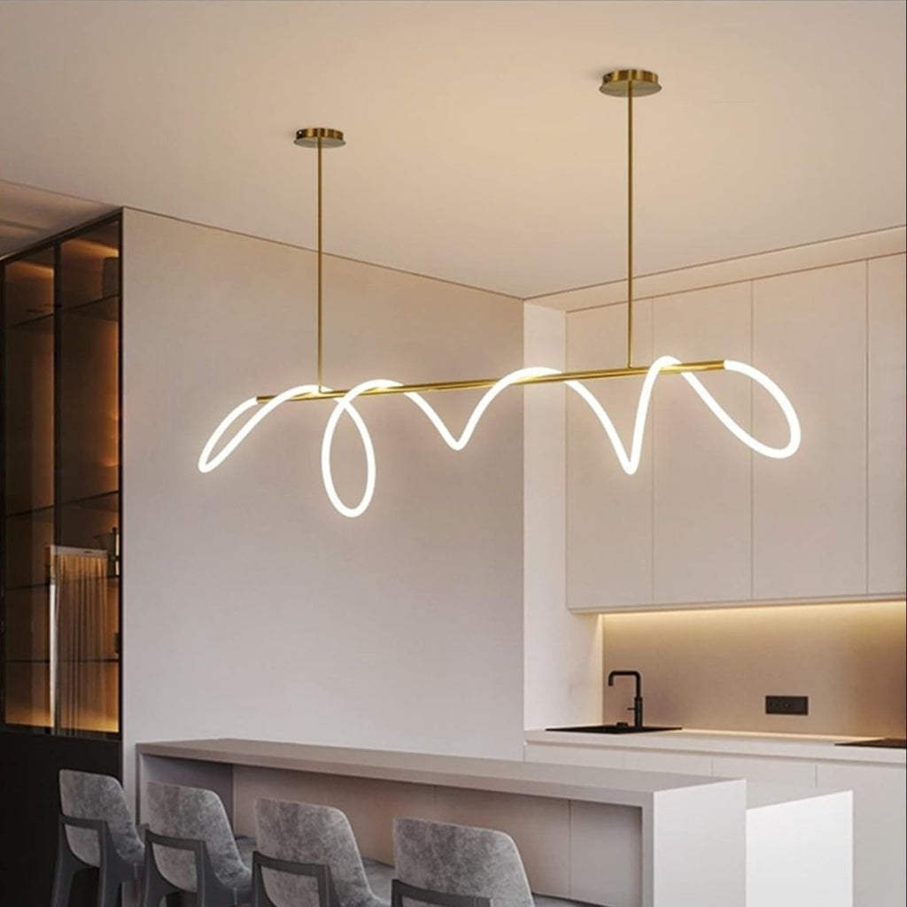 Wavy LED Ribbon Pendant — Contemporary Sculptural Style | SÉLÉNÉ™