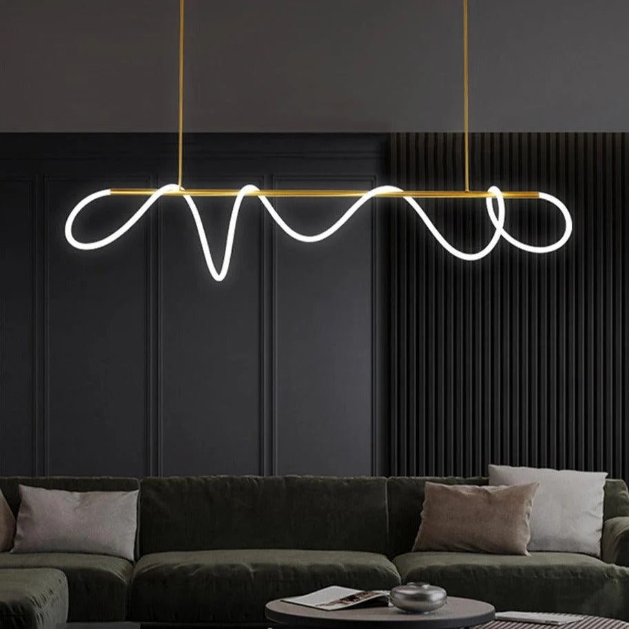 Wavy LED Ribbon Pendant — Contemporary Sculptural Style | SÉLÉNÉ™