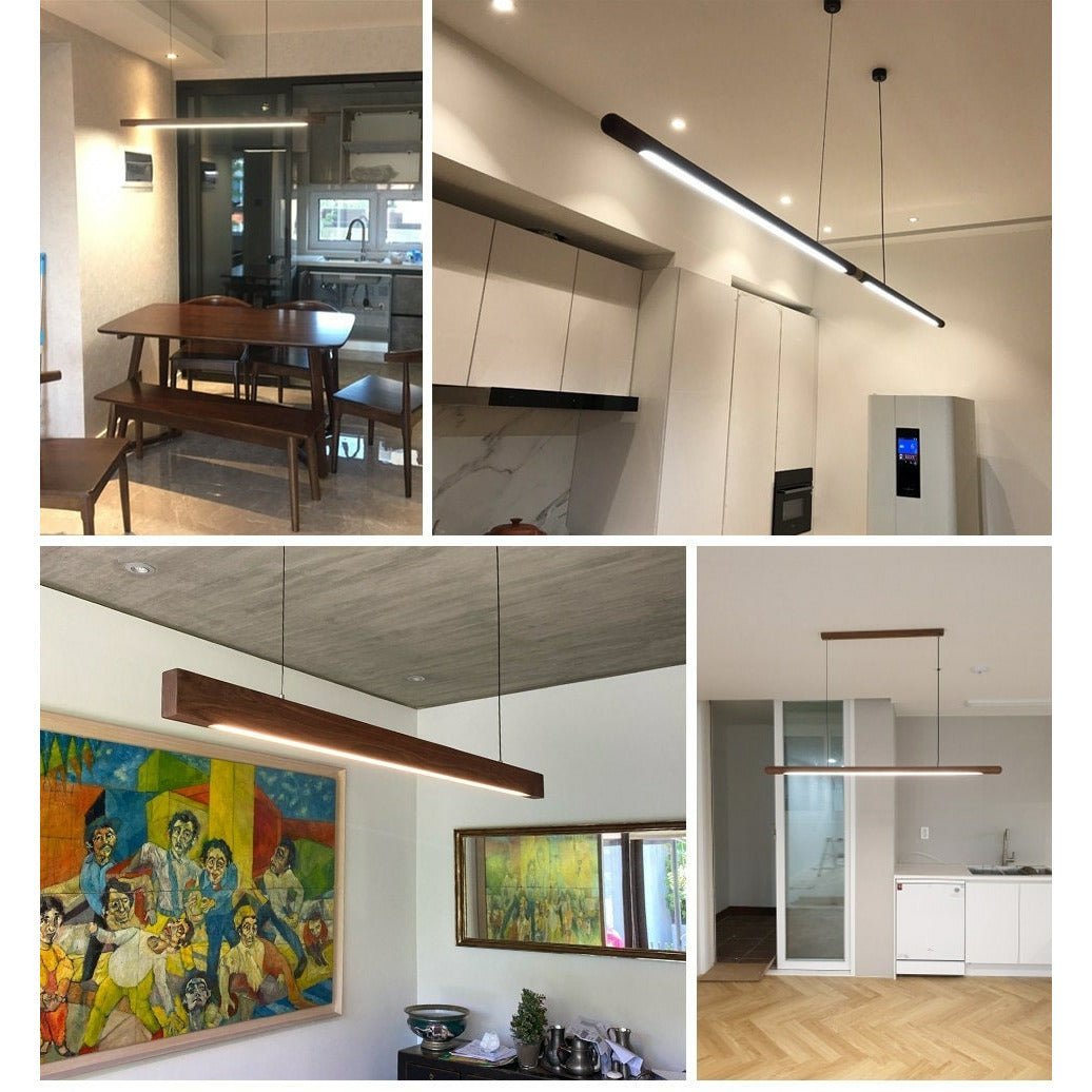 Solid Wood Linear LED Pendant – 31.5 to 47.2 Inch | Linear – alternate view 4