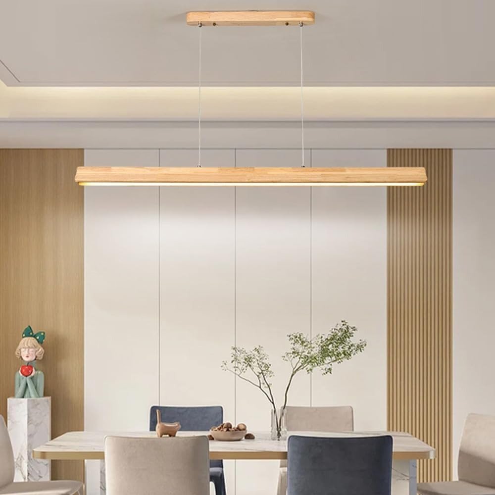 Solid Wood Linear LED Pendant – 31.5 to 47.2 Inch | Linear – alternate view 9