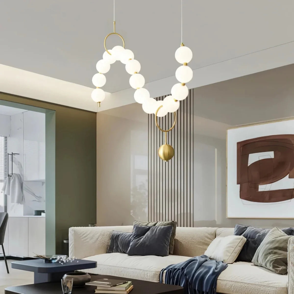 Multi-Point Beaded Necklace Pendant — Bar & Restaurant Chandelier | GRAIN™