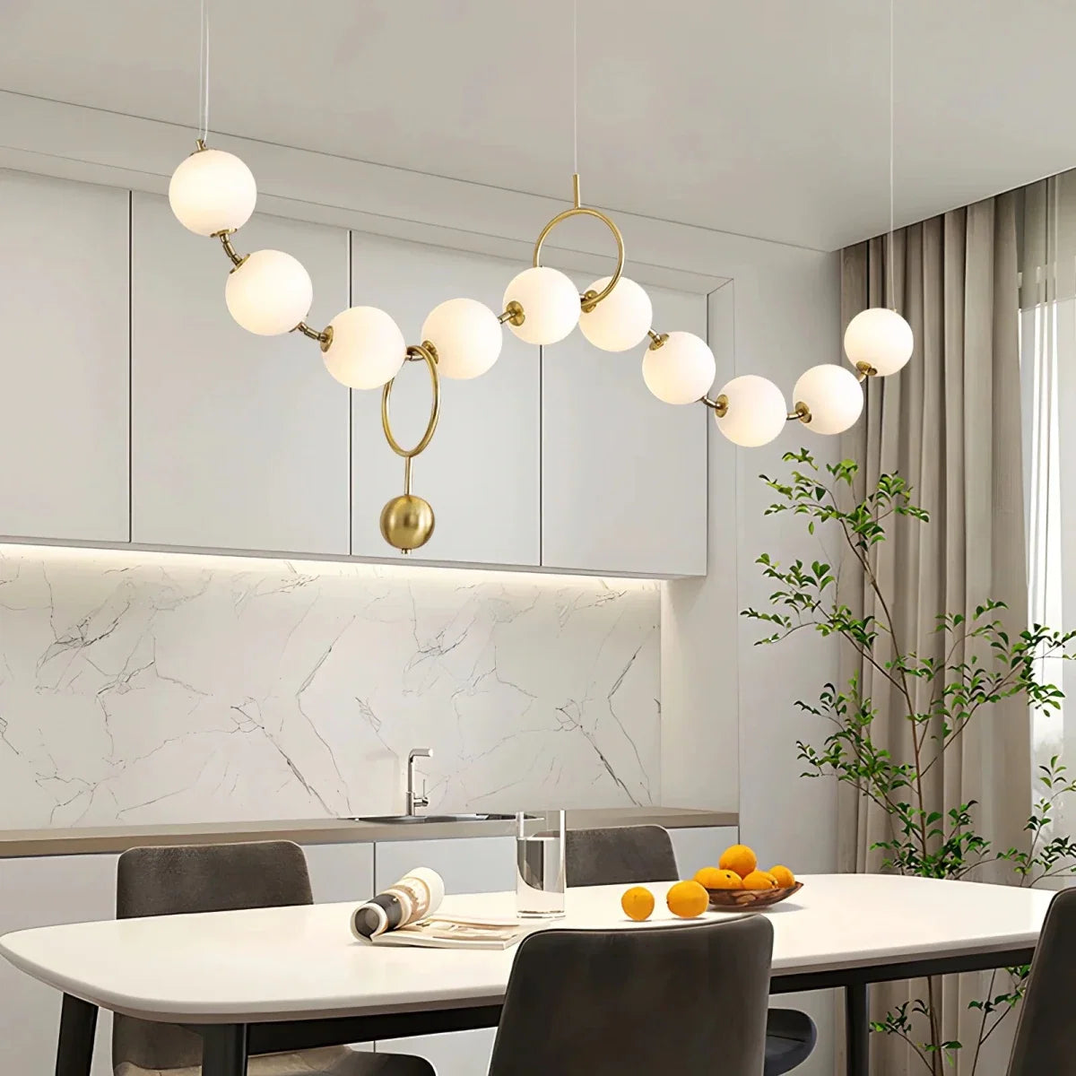 Multi-Point Beaded Necklace Pendant — Bar & Restaurant Chandelier | GRAIN™