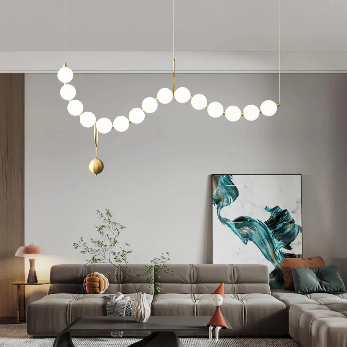 Multi-Point Beaded Necklace Pendant — Bar & Restaurant Chandelier | GRAIN™